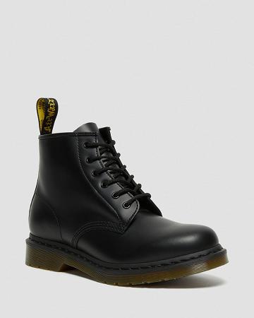 Black Women's Dr Martens 101 Smooth Leather Ankle Boots | CA 7YXF